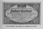 Ten Heller Script Bank Note from Katzenau