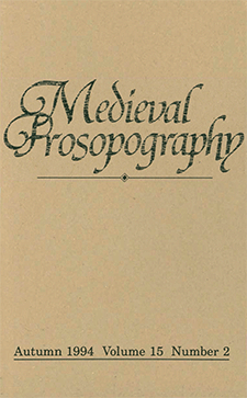 Cover of Medieval Prosopography 15.2 (1994)