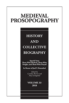 Cover of Medieval Prosopography 33 (2018)