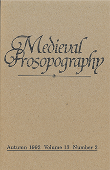 Cover of Medieval Prosopography 13.2 (1992)