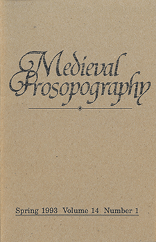 Cover of Medieval Prosopography 14.1 (1993)