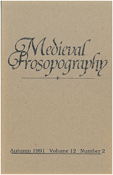 Cover of Medieval Prosopography 12.1 (1991)
