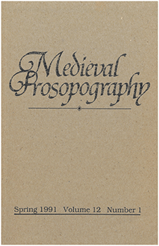 Cover of Medieval Prosopography 12.1 (1991)