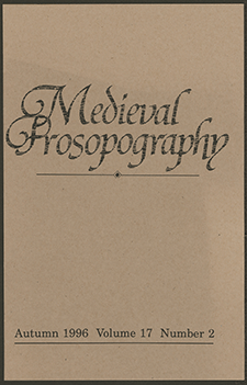 Cover of Medieval Prosopography 17.2 (1996)