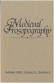 Cover of Medieval Prosopography 11.2 (1990)