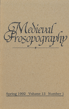 Cover of Medieval Prosopography 13.1 (1992)