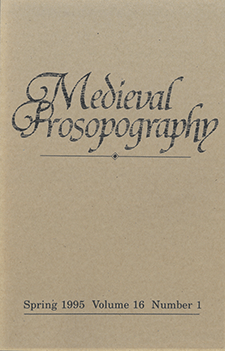 Cover of Medieval Prosopography 16.1 (1995)