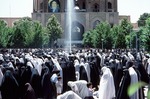 Women in three positions of prayer at Friday Prayer, Imam Mosque, Isfahan by Reinhold Loeffler