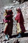 Girls chatting on a path in a Boir Ahmad village